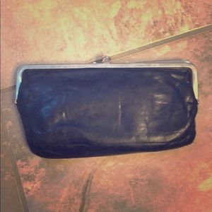 Black leather hobo wallet